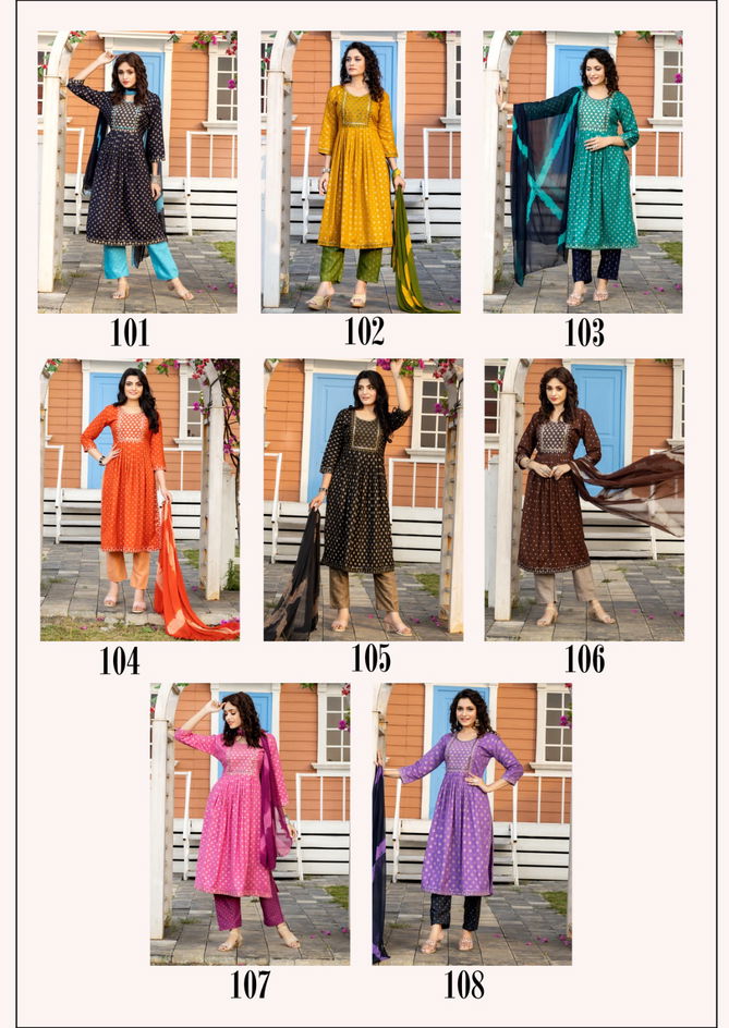 Custody By Manjeera Naira Cut Kurti With Bottom Dupatta Catalog
